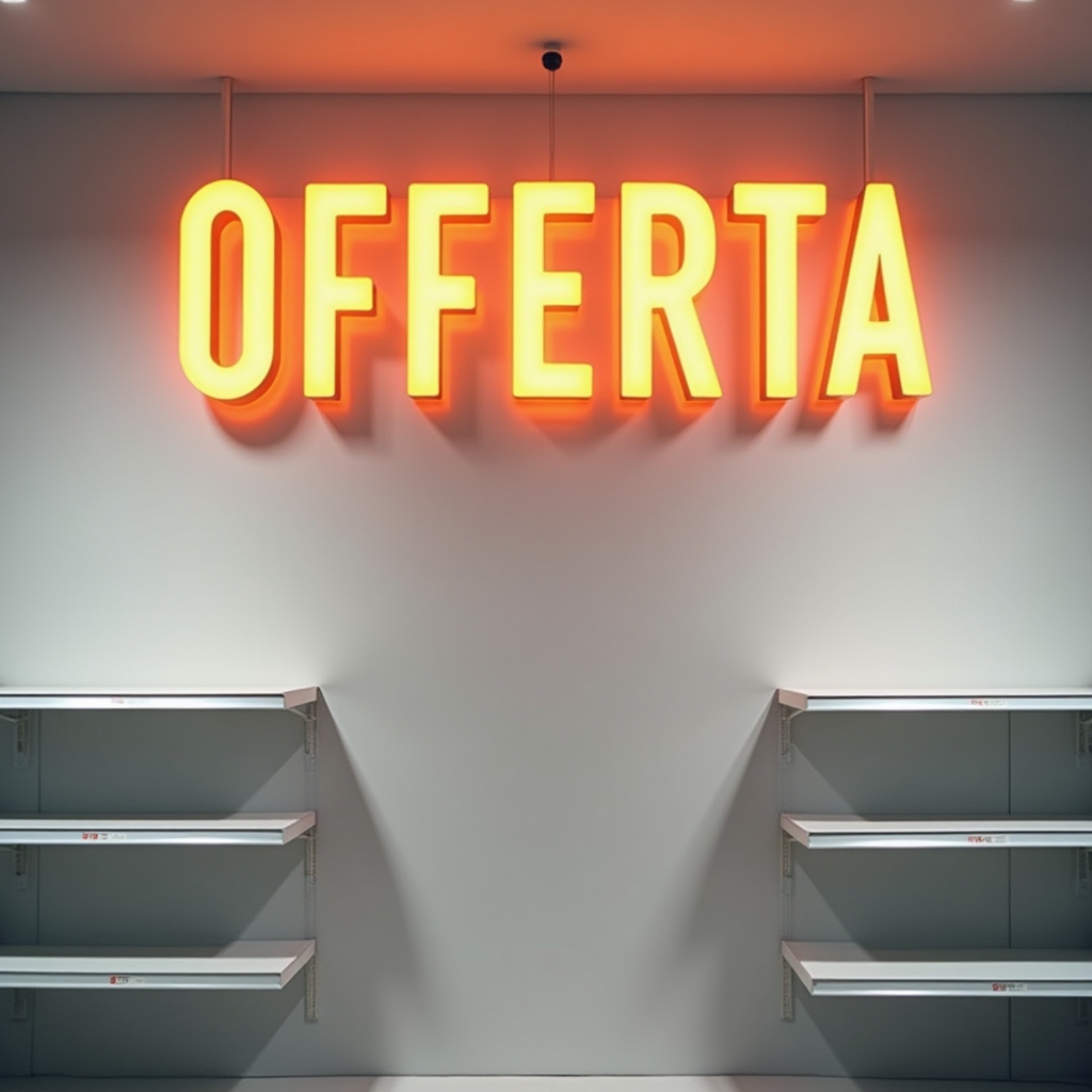 Cartello di offerta a tempo limitato in un negozio con illuminazione intensa